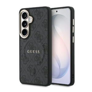 GUESS Galaxy S26 hoesje - Magsafe PU - 4G Classic Logo - Gold Edge - Zwart - productfoto