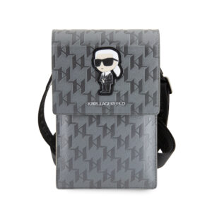 Karl Lagerfeld telefoontas - Saffiano Leather - Mono Ikonik - Zilver - productfoto