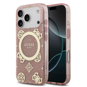 GUESS iPhone 17 Pro hoesje - MagSafe - Peony on 4G Background - Roze - productfoto