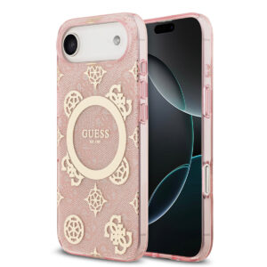 GUESS iPhone 17 Air hoesje - MagSafe - Peony on 4G Background - Roze - productfoto