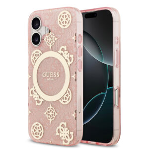 GUESS iPhone 17 hoesje - MagSafe - Peony on 4G Background - Roze - productfoto