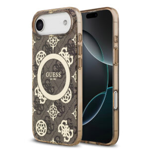 GUESS iPhone 17 Air hoesje - MagSafe - Peony on 4G Background - Bruin - productfoto