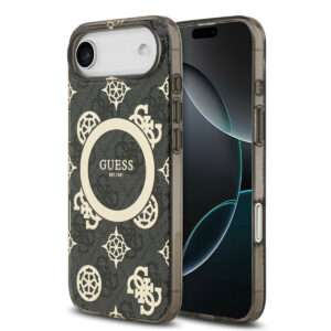 GUESS iPhone 17 Air hoesje - MagSafe - Peony on 4G Background - Zwart - productfoto