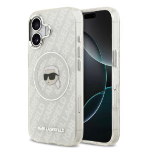 Karl Lagerfeld iPhone 17 hoesje - MagSafe - IML Karl Head Logo - Grijs - productfoto