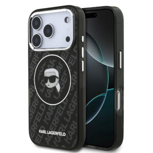 Karl Lagerfeld iPhone 17 Pro Max hoesje - MagSafe - IML Karl Head Logo - Zwart - productfoto
