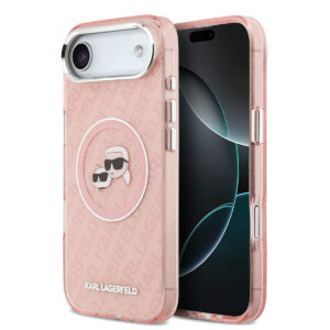 Karl Lagerfeld iPhone 17 Air hoesje - MagSafe - IML Glitter K&C Heads Logo - Roze - productfoto