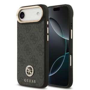GUESS iPhone 17 Air hoesje - MagSafe - 4G Strass Logo - Zwart - productfoto