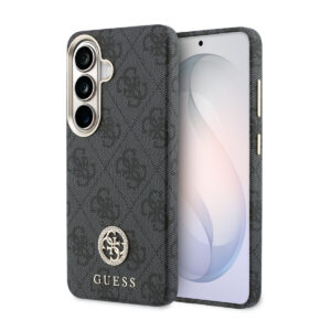 GUESS Galaxy S26 hoesje - Magsafe PU - 4G Strass Logo - Gold Edge - Zwart - productfoto