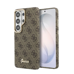 GUESS Galaxy S26 Ultra hoesje - MagSafe - 4G Script Metal Logo - Bruin - productfoto