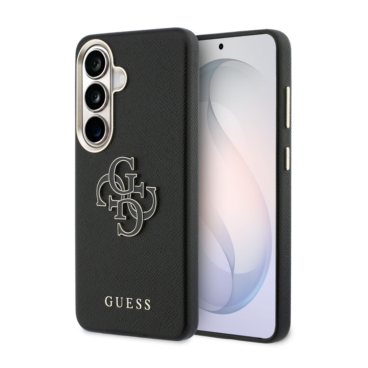 GUESS Galaxy S26 hoesje - Grained - Big 4G Logo - Zwart - productfoto