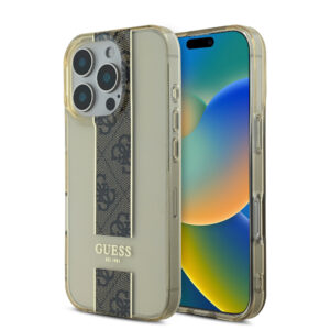 GUESS iPhone 16 Pro Max hoesje IML 4G stripes - Bruin - productfoto