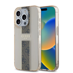 GUESS iPhone 15 Pro Max hoesje IML 4G Stripe - Bruin - productfoto