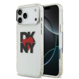 DKNY iPhone 17 Pro Max hoesje - Printed Heart Logo - Doorschijnend zwart - productfoto