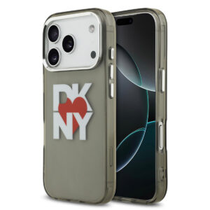 DKNY iPhone 17 Pro hoesje - Printed Heart Logo - Doorschijnend zwart - productfoto