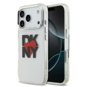 DKNY iPhone 17 Pro hoesje - Printed Heart Logo - Doorschijnend zwart - productfoto