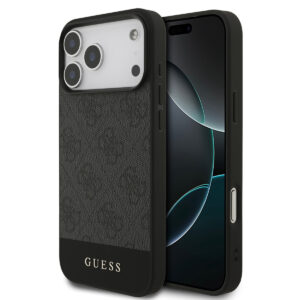 GUESS iPhone 17 Pro Max hoesje - MagSafe - 4G Bottom Stripes - Grijs - productfoto