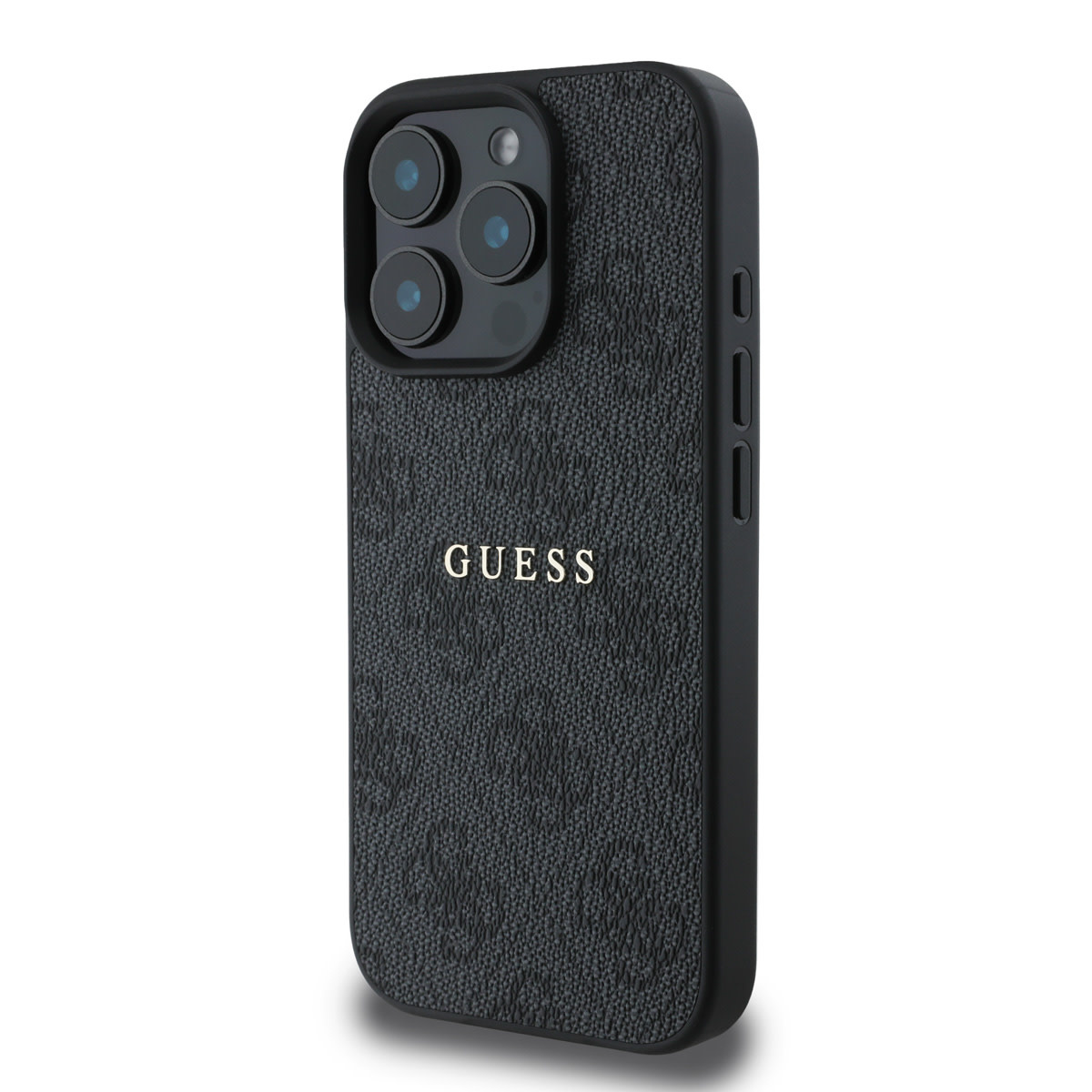 GUESS iPhone 15 Pro Max hoesje - MagSafe - 4G Classic Metal Logo - Zwart - productfoto