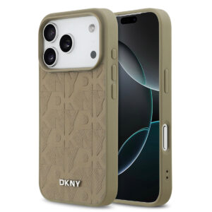 DKNY iPhone 17 Pro hoesje - MagSafe - Grid Pattern - Taupe - productfoto