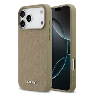 DKNY iPhone 17 Pro Max hoesje - MagSafe - Grid Pattern - Taupe - productfoto