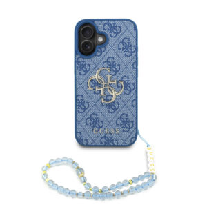 GUESS iPhone 16 hoesje - MagSafe - 4G Classic Logo With Strap - Blauw - productfoto