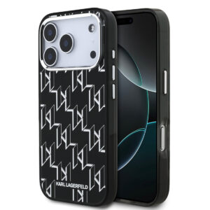 Karl lagerfeld iPhone 17 Pro hoesje - MagSafe - IML metal monogram kc - Zwart - productfoto