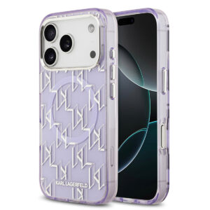 Karl lagerfeld iPhone 17 Pro hoesje - MagSafe - IML metal monogram kc - Paars - productfoto