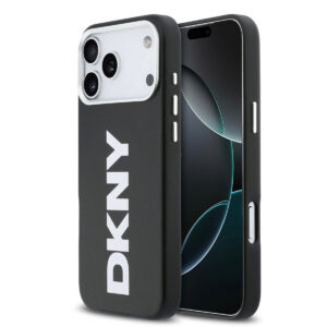 DKNY iPhone 17 Pro Max hoesje - MagSafe - Full Wrap With Large Vertical Logo - Zwart - productfoto