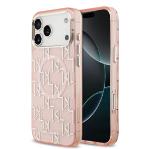 Karl lagerfeld iPhone 17 Pro Max hoesje - MagSafe - IML metal monogram kc - Roze - productfoto