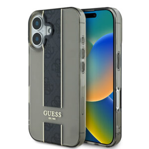 GUESS iPhone 16 hoesje IML 4G Stripe - Zwart - productfoto