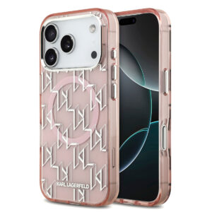 Karl lagerfeld iPhone 17 Pro hoesje - MagSafe - IML metal monogram kc - Roze - productfoto