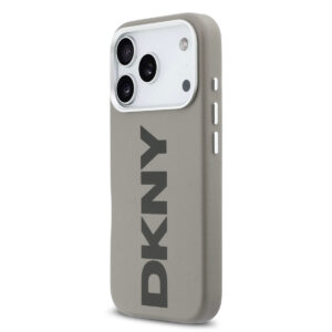 DKNY iPhone 17 Pro hoesje - MagSafe - Full Wrap With Large Vertical Logo - Beige - productfoto