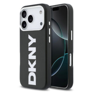 DKNY iPhone 17 Pro hoesje - MagSafe - Full Wrap With Large Vertical Logo - Zwart - productfoto