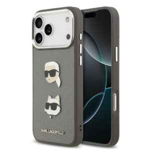 Karl lagerfeld iPhone 17 Pro Max hoesje - Grained - K&C Heads Pins - Grijs - productfoto