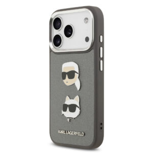 Karl lagerfeld iPhone 17 Pro hoesje - Grained - K&C Heads Pins - Grijs - productfoto