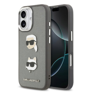 Karl lagerfeld iPhone 17 hoesje - Grained - K&C Heads Pins - Grijs - productfoto