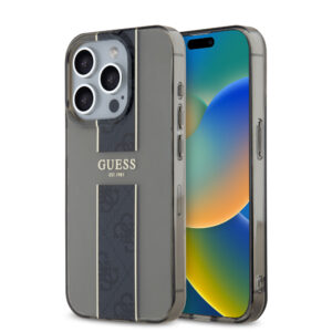 GUESS iPhone 15 Pro Max hoesje IML 4G Stripe - Zwart - productfoto