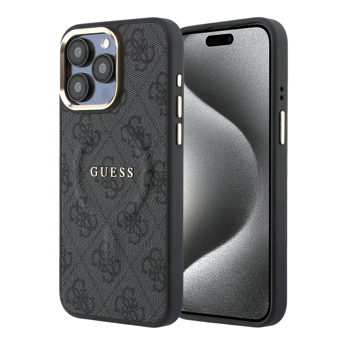 GUESS iPhone 15 Pro Max hoesje - MagSafe 4G With Classic Logo - Zwart - productfoto