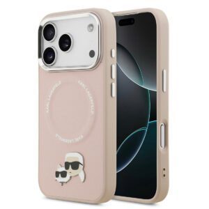 Karl lagerfeld iPhone 17 Pro Max hoesje - MagSafe - K&C Pins - Roze - productfoto