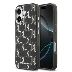 Karl Lagerfeld iPhone 17 hoesje - HC MagSafe IML KL Monogram - Zwart - productfoto
