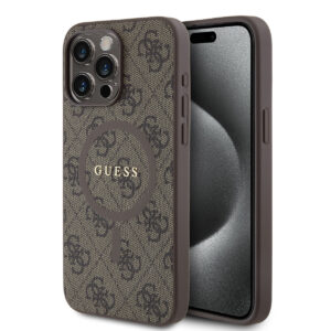GUESS iPhone 15 Pro Max hoesje - HC O Magsafe PU 4G Ring Classic Logo - Bruin - productfoto
