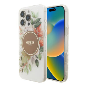 GUESS iPhone 16 Pro Max hoesje - HC O Magsafe IML Flower - Bruin - productfoto