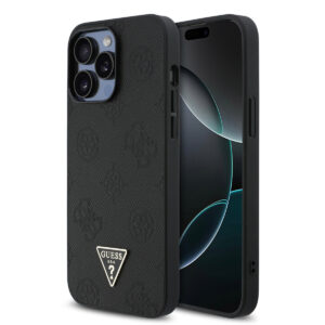 GUESS iPhone 15 Pro Max hoesje - HC O Grained PU HS 4G And Triangle Logo - Zwart - productfoto