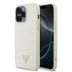 GUESS iPhone 15 Pro Max hoesje - HC O Grained PU HS Peony And Triangle Logo - Beige - productfoto