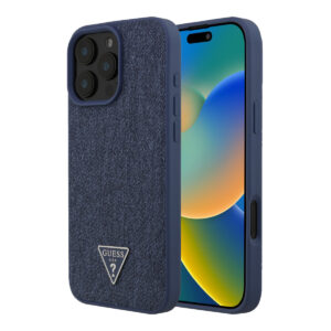 GUESS iPhone 16 Pro Max hoesje - O HC Magsafe Denim Triangle Logo - Lichtblauw - productfoto