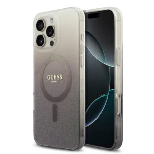 GUESS iPhone 16 Pro Max hoesje - O HC Magsafe IML Glitter Gradient - Zwart - productfoto