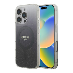 GUESS iPhone 16 Pro hoesje - O HC Magsafe IML Glitter Gradient - Zwart - productfoto