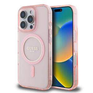 GUESS iPhone 16 Pro Max hoesje Magsafe IML Glitter - Roze - productfoto