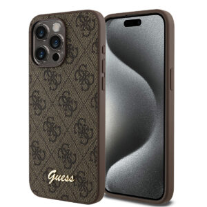 GUESS iPhone 15 Pro Max hoesje - HC O PU 4G Script Logo - Bruin - productfoto