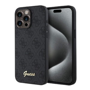 GUESS iPhone 15 Pro Max hoesje - HC O PU 4G Script Logo - Zwart - productfoto