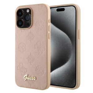 GUESS iPhone 15 Pro hoesje - HC O PU Saffiano Peony - Roze - productfoto